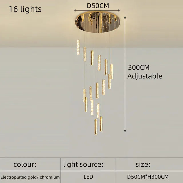 Afralia™ Crystal Spiral Chandelier - Silver/Gold Luxury Lighting for Living Room, Kitchen, & Restaurant