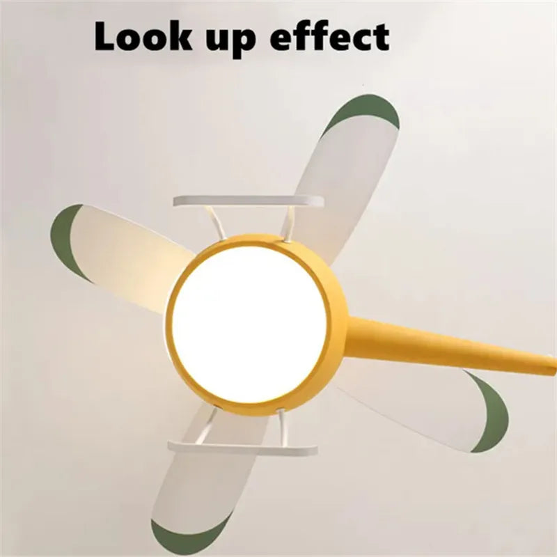 Afralia™ Helicopter Ceiling Fan Chandeliers: Nordic Creative Kids Room Decor Lamp