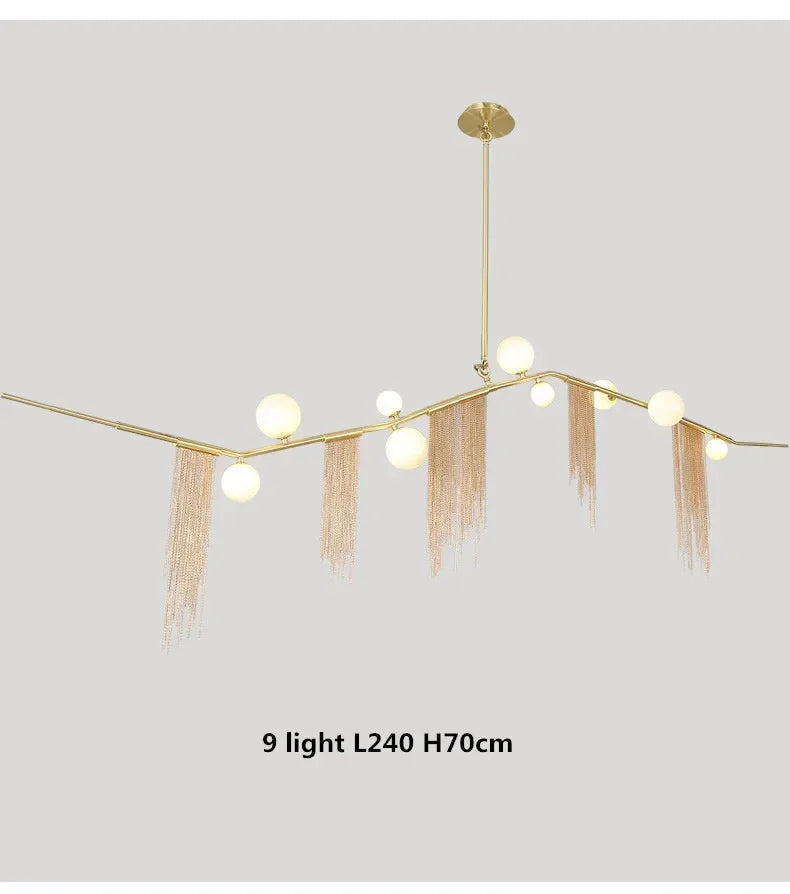 Afralia™ Modern G9 LED Glass Pendant Chandelier with Gold Tassel