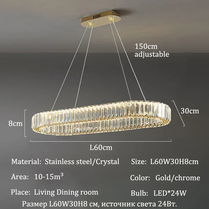 Afralia™ Luxury Crystal Pendant Lights for Home Dining Room Bar LED Chandelier Fixture