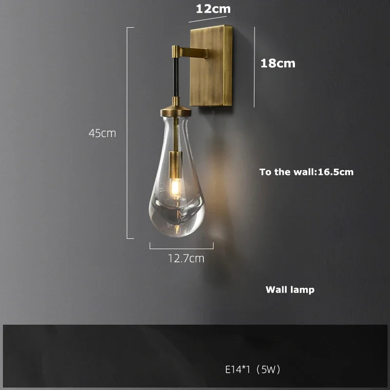 Afralia™ Brass Teardrop Pendant Chandelier with Black/Gold Glass - LED Living Room Staircase Light