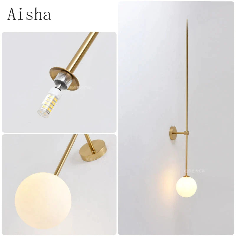 Afralia™ Minimalist LED Wall Lamps, Gold/Black, Modern Line Design for Bedroom, Living Room