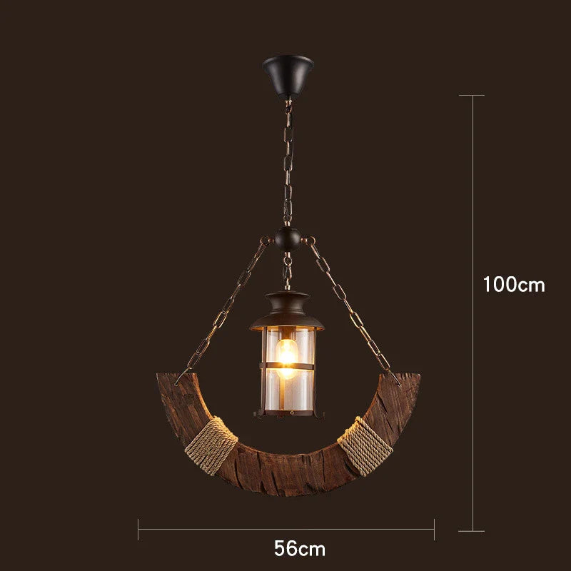 Afralia™ Vintage Wood E27 LED Ceiling Chandelier Luminaires