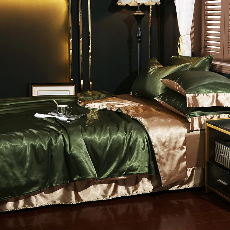 Afralia™ Silk Summer Bedding Set: Double-Sided Cooling Comforter & Soft Satin Sheet - Single/Double