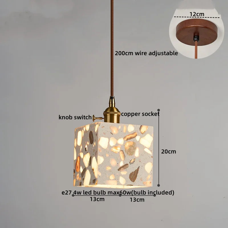 Afralia™ LED Terrazzo Pendant Lights for Corridor, Bedroom, Living Room - Japanese Style Lighting
