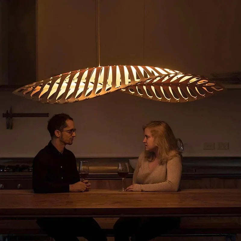 Afralia™ Fish Bone Wood Pendant Chandelier for Minimalist Nordic Home Decor