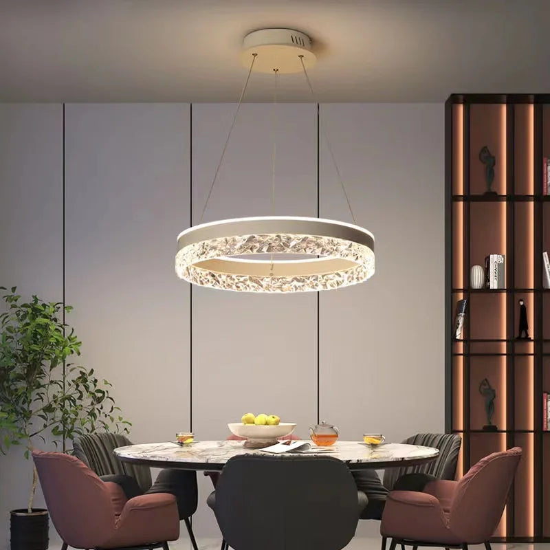 Afralia™ Crystal Ring LED Pendant Light - Modern Home Lighting for Bedroom and Restaurant