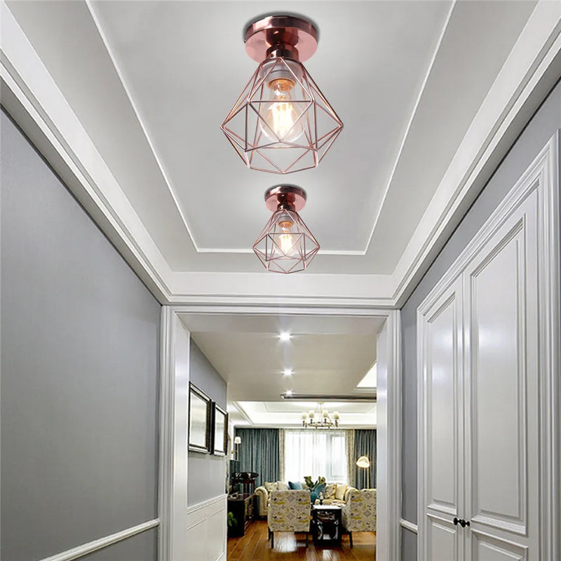 Afralia™ Rose Gold Iron Ceiling Light Modern Fixture for Hallway Entrance Aisle