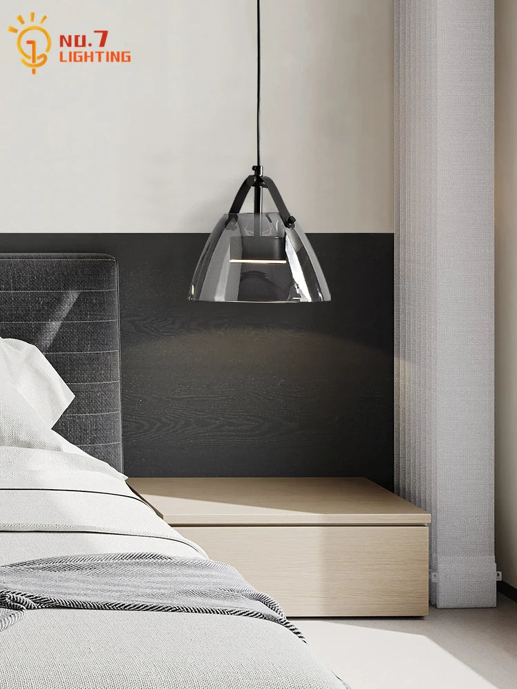 Afralia™ Copper Glass Pendant Lights LED Luxury Modern Fixtures for Bedroom Living Room