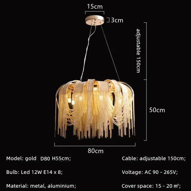 Afralia™ Modern Tassels LED Chandelier for Living Room Dining Bedroom Pendant Lights