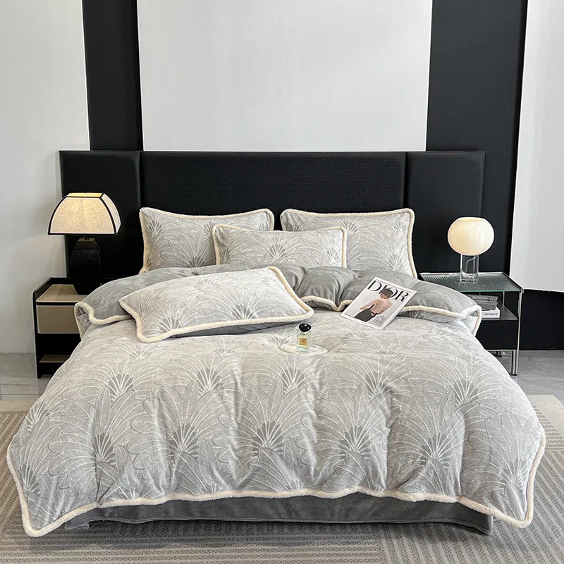 Afralia™ Milk Velvet Jacquard Bedding Set: Autumn Winter Warm Luxury for Bedroom Comfort