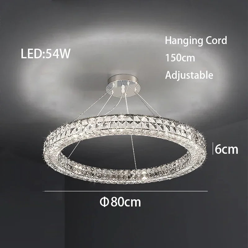 Afralia™ Modern Crystal Chandelier Chrome Golden Round Pendant Lights