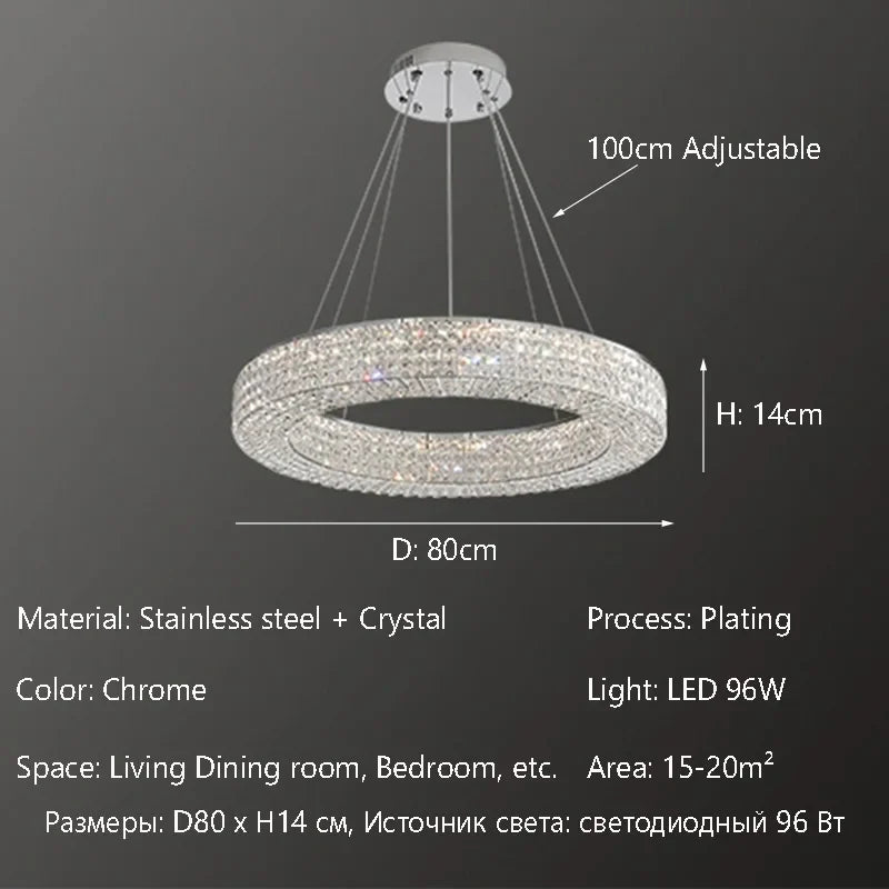 Afralia™ Elegant K9 Crystal Chandelier for Living Room, Dining Table, Bar