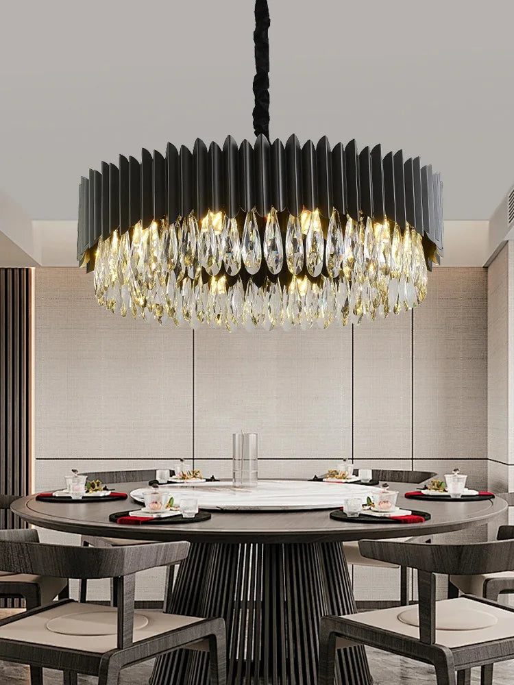 Afralia™ Black Crystal Ceiling Pendant Lights for Dining Table - Nordic Luxury Design