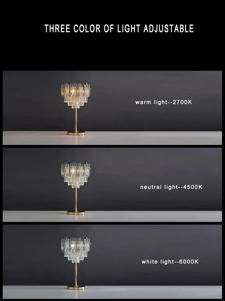 Afralia™ Luxury Crystal Glass Table Lamp Gold Finish 2700K Desk Light with E14 Bulb