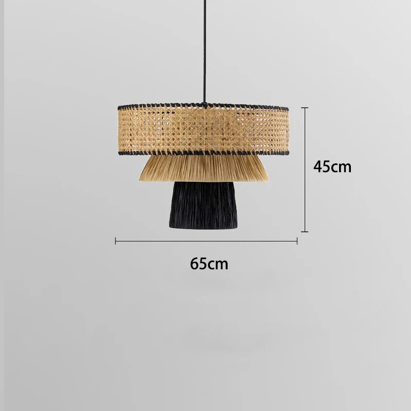 Afralia™ Nordic Rattan Pendant Lights: Retro Woven Chandeliers for Living Room & Restaurant