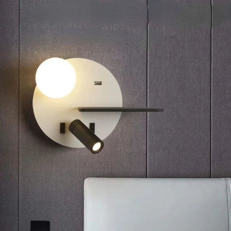 Afralia™ Modern LED Reading Wall Lamp with USB Charging, Nordic Sconce Light for Hotel Bedroom