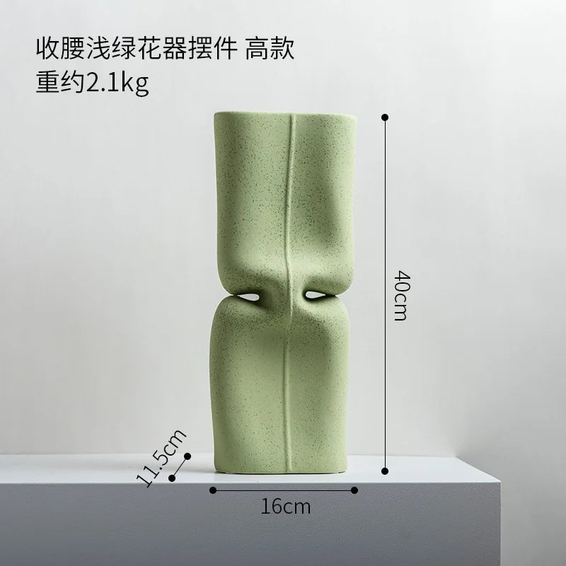 Afralia™ Green Hollow Ceramic Vase for Home Decor and Flower Arrangements