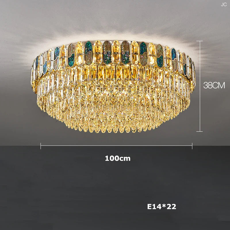 Afralia™ Dimmable LED Sea Shell Crystal Chandelier Luminaire for Living Room