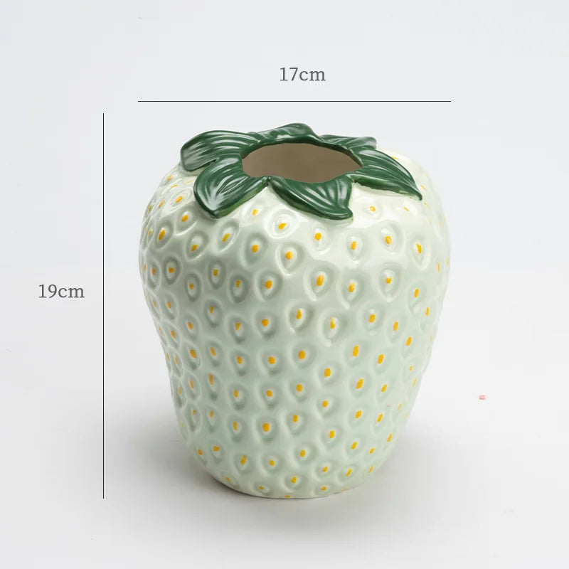 Afralia™ Strawberry Vase Ceramic Home Decoration Fruit Floral Arrangement Hydroponics Terrarium