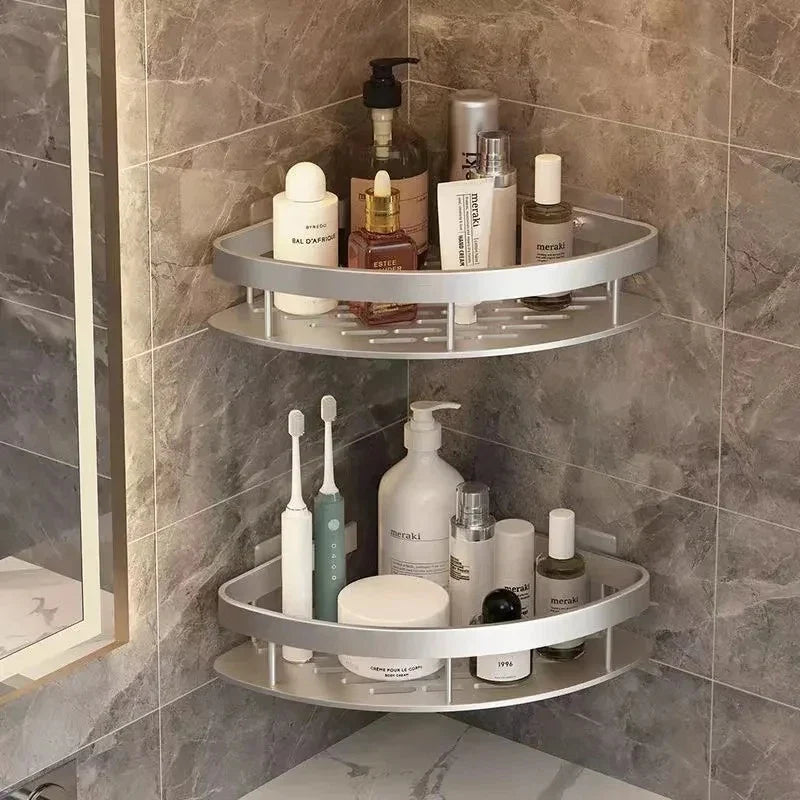 Afralia™ Aluminum Corner Shelf Organizer for Bathroom and Kitchen Storage