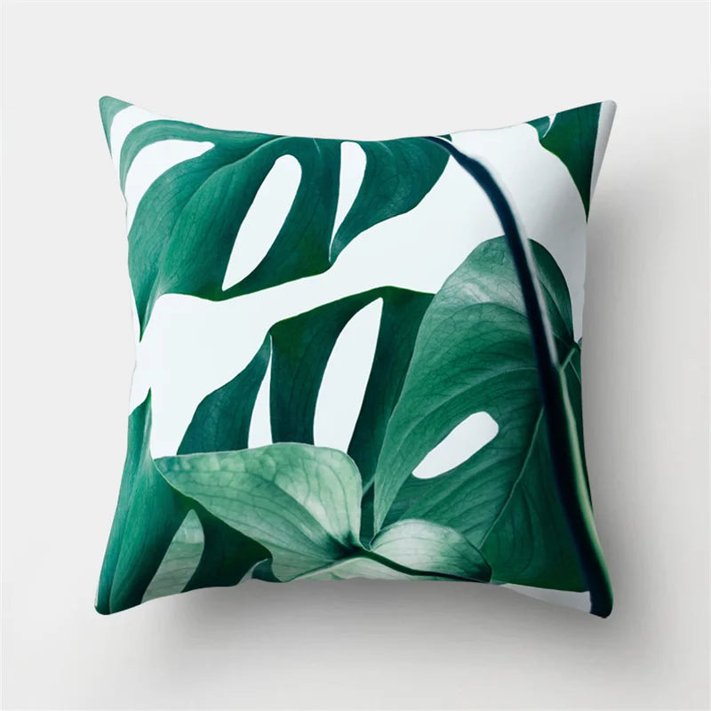 Tropical Cactus Leaves Pillowcase - Afralia™ Home Decor Sofa Cushion Cover