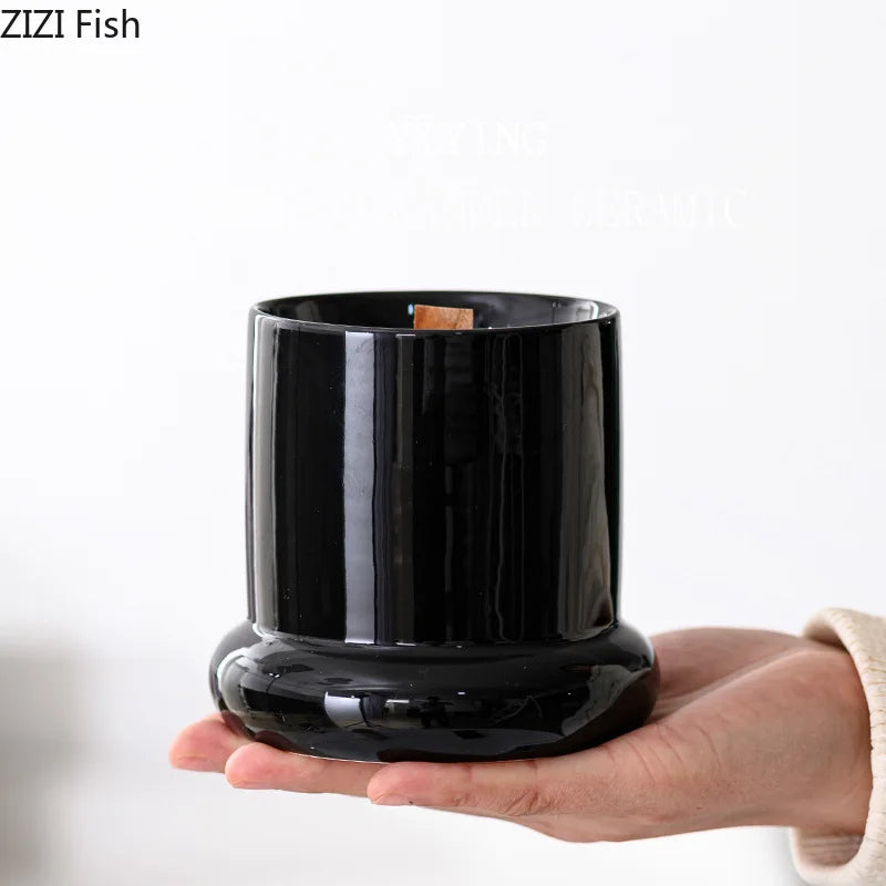 Afralia™ Ceramic Candle Holder Cylinder Candlestick Aroma Diffuser Home Decoration