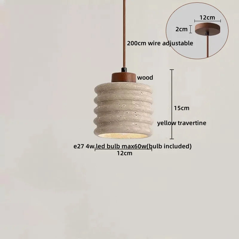 Afralia™ LED Hanging Lamp: Yellow Travertine Japanese Style Pendant Light for Home Decoration