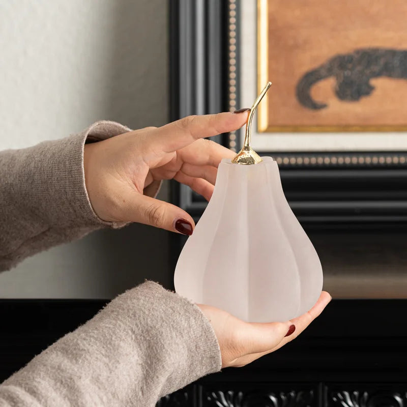 Afralia™ Marble Pumpkin Figurine Transparent Frosted Finish Statue Decor Accessory