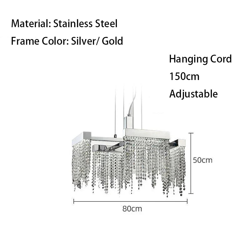Afralia™ Crystal Tassel Chandelier: Modern Luxury Silver Hanging Lamp for Dining Room