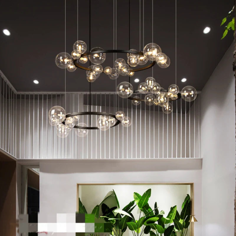 Afralia™ Bubble Ball LED Pendant Light Fixture for Hall, Dining Room, Bedroom - Height Adjustable