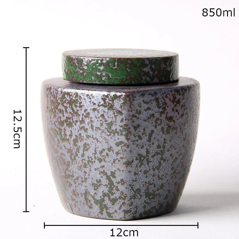 Afralia™ Ceramic Tea Canister Sealed Storage Jars - Geometric Design