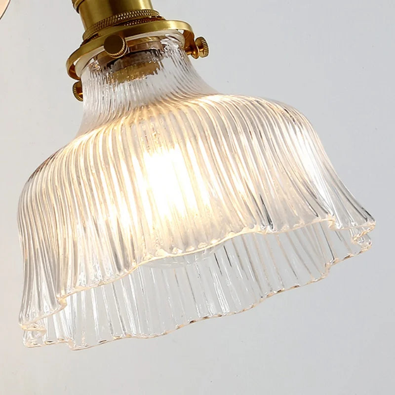 Afralia™ Glass Rotate Copper Wall Sconce | Pull Chain Switch LED Light Fixture