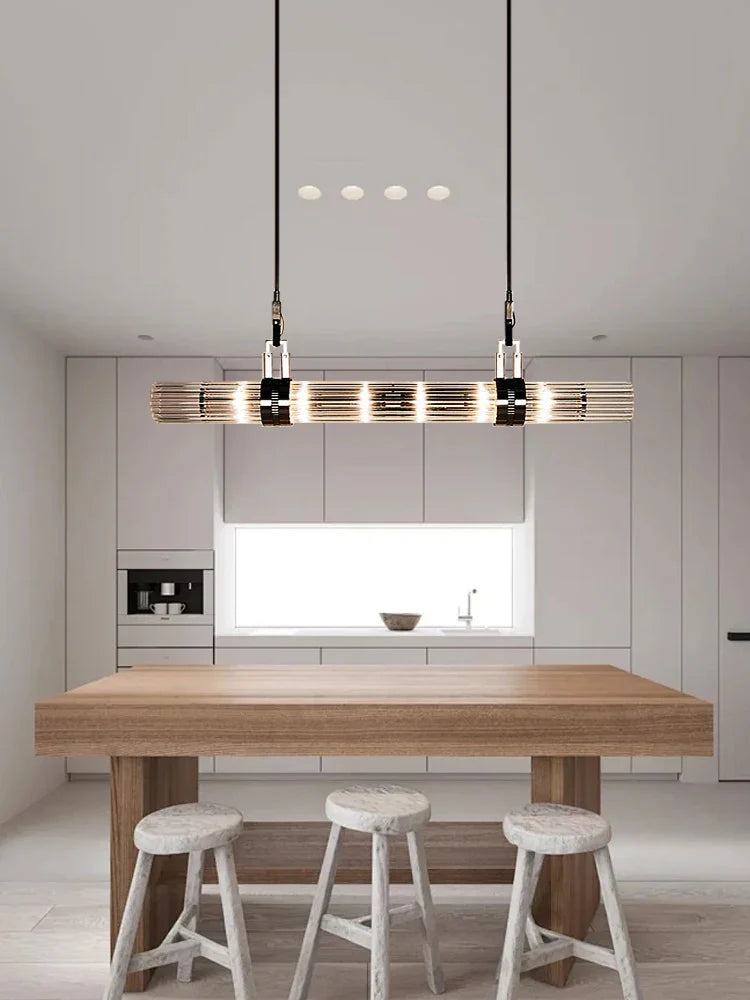 Afralia™ Stainless Steel Glass Ceiling Chandelier for Dining Table Elegant Home Decor