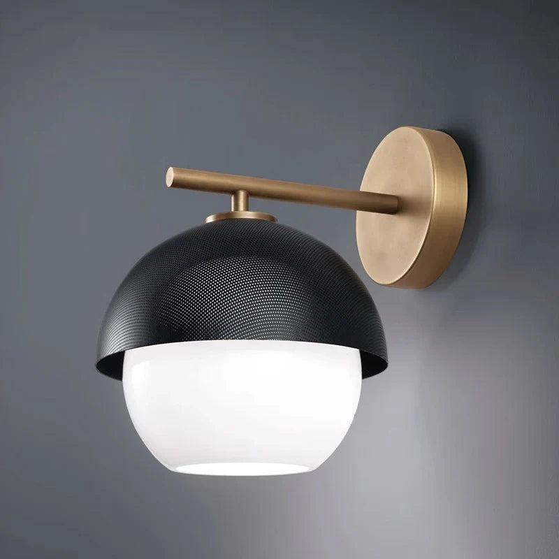 Afralia™ Black Metal Arm Glass Ball Designer Wall Lamp Luxury Fixture