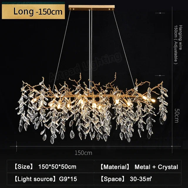 Afralia™ Luxury Crystal Chandeliers: Modern Metal Hanging Lamp for Dining Living Room Hotel Hall