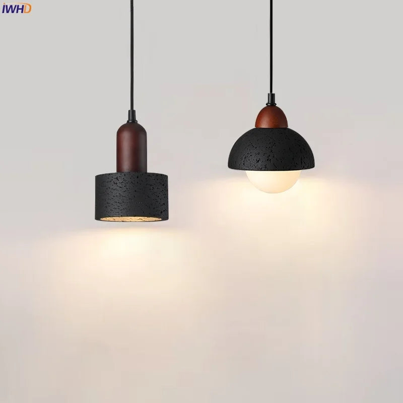 Afralia™ Black Travertine Pendant Light: Nordic Modern LED Hanging Lamp for Living Room & Bedroom
