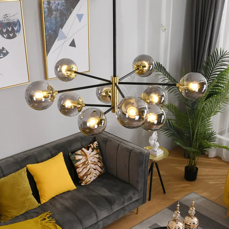 Afralia™ Modern Luxury Glass Ball Chandelier for Home, Restaurant, and Hotel Decor