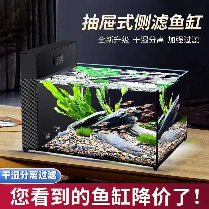 Afralia™ Ultra White Glass Goldfish Tank with Triple Water Purification System