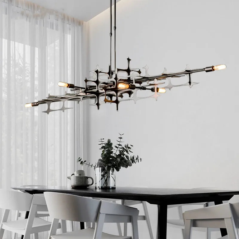 Afralia™ Retro Industrial Chandelier LED Hanging Lamps for Luxury Living Room and Bar Decor