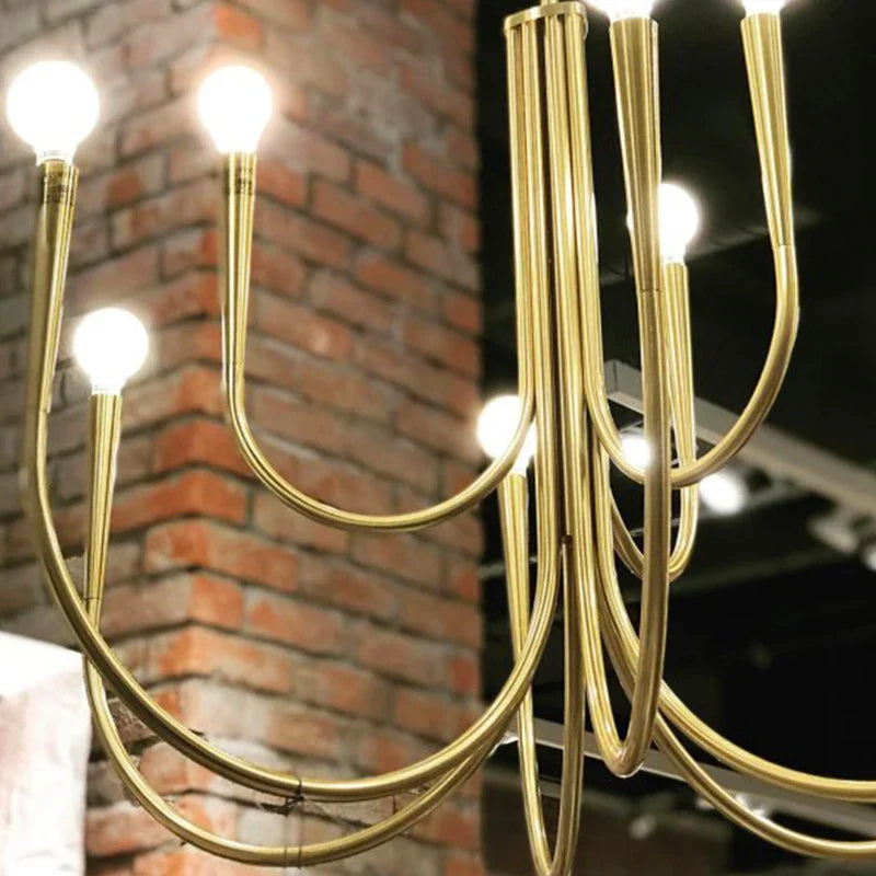 Afralia™ Nordic Gold Ceiling Chandelier for Living Room Bedroom Attic Luminaires