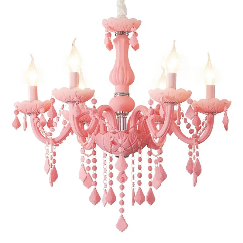 Afralia™ Pink Chandelier - Lighting Fixture for Girls Room, Bedroom, Living Room & Kids Room