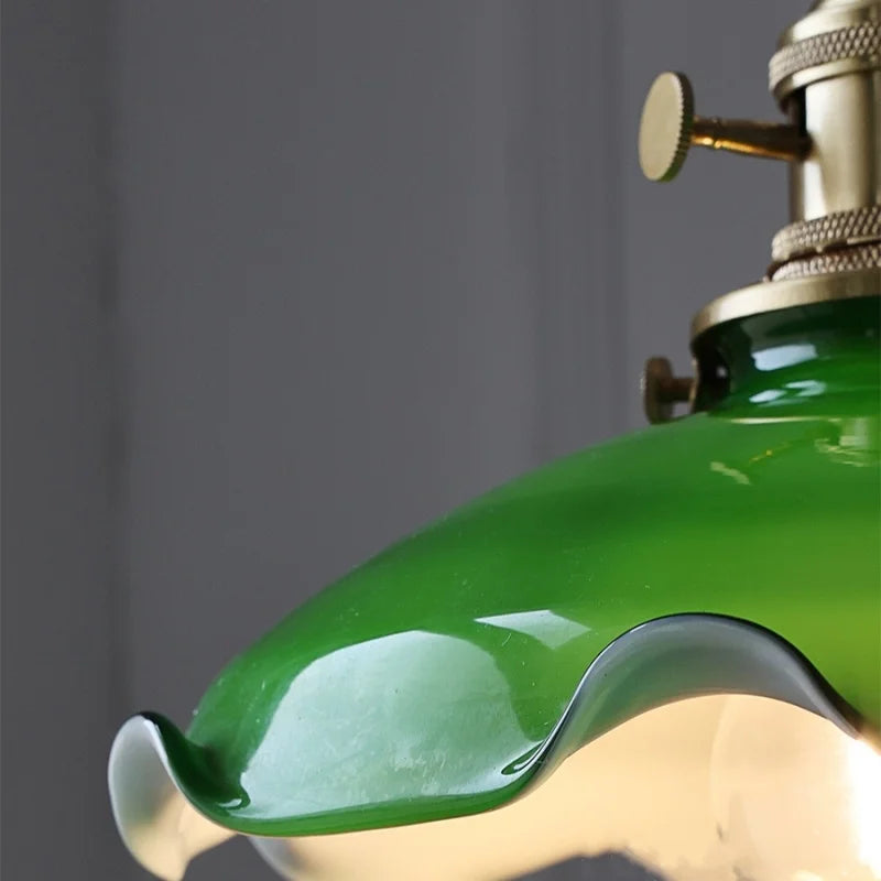 Afralia™ Green Glass Adjustable LED Pendant Lamp - Modern Nordic Hanging Light