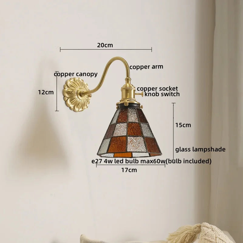 Afralia™ Copper Glass LED Wall Lamp for Nordic Modern Home Decor