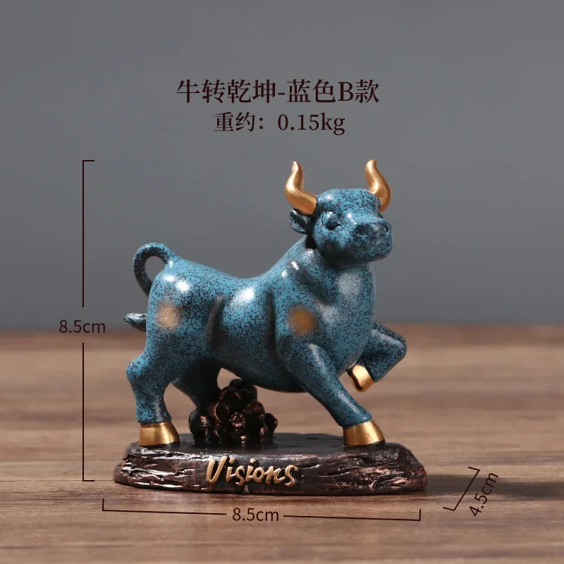 Resin Bull Miniature Statue Handmade Modern Art Sculpture for Home Office Decor by Afralia™
