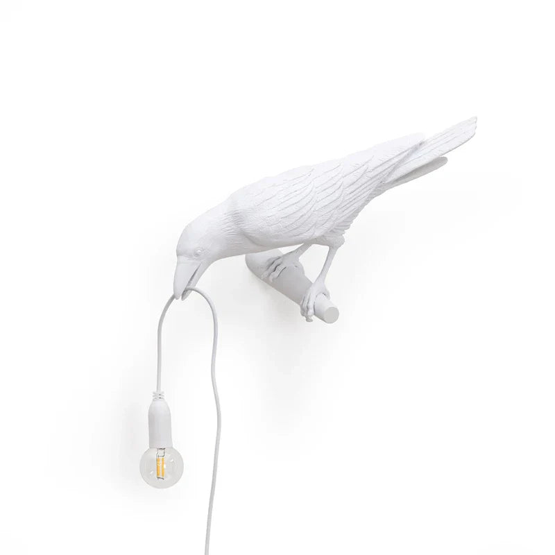 Afralia™ Designer Bird Wall Lamp Modern Resin White Black LED Light Bedroom Living Room