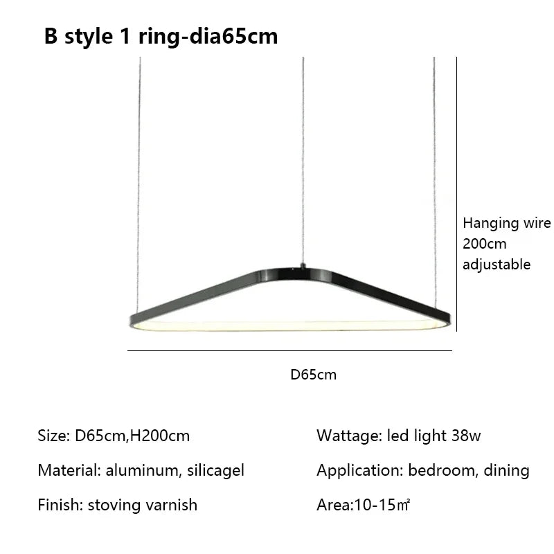 Afralia™ Nordic Geometry Ring LED Chandelier for Living Room Dining Minimalist Bedroom