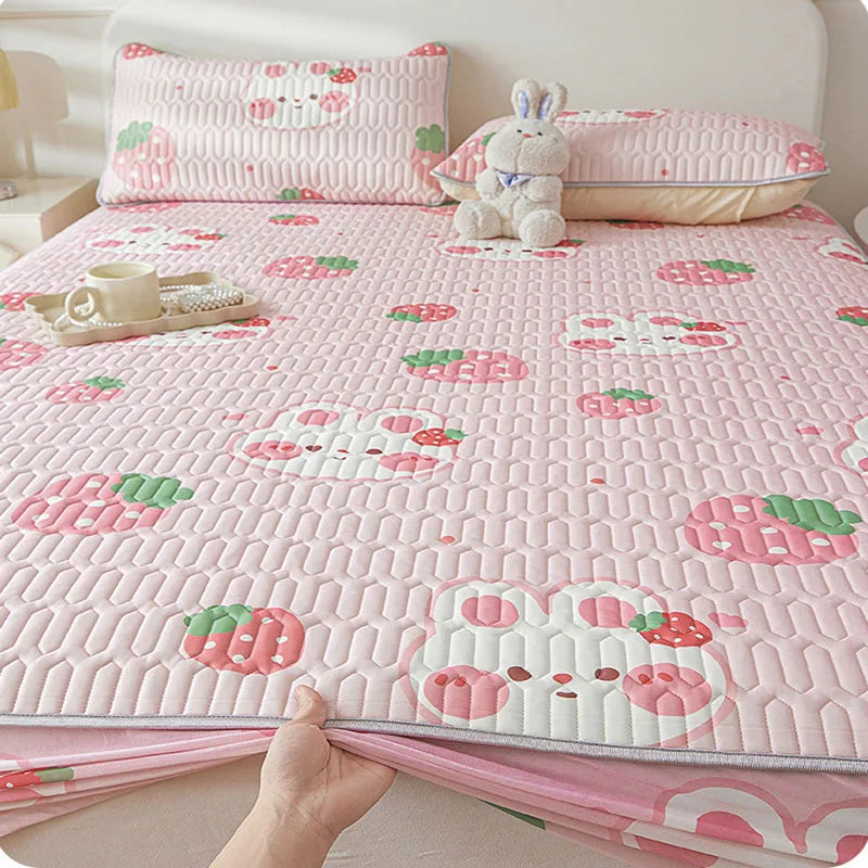 Afralia™ Cute Cartoon Pattern Cooling Fitted Sheet with Natural Latex Fabric