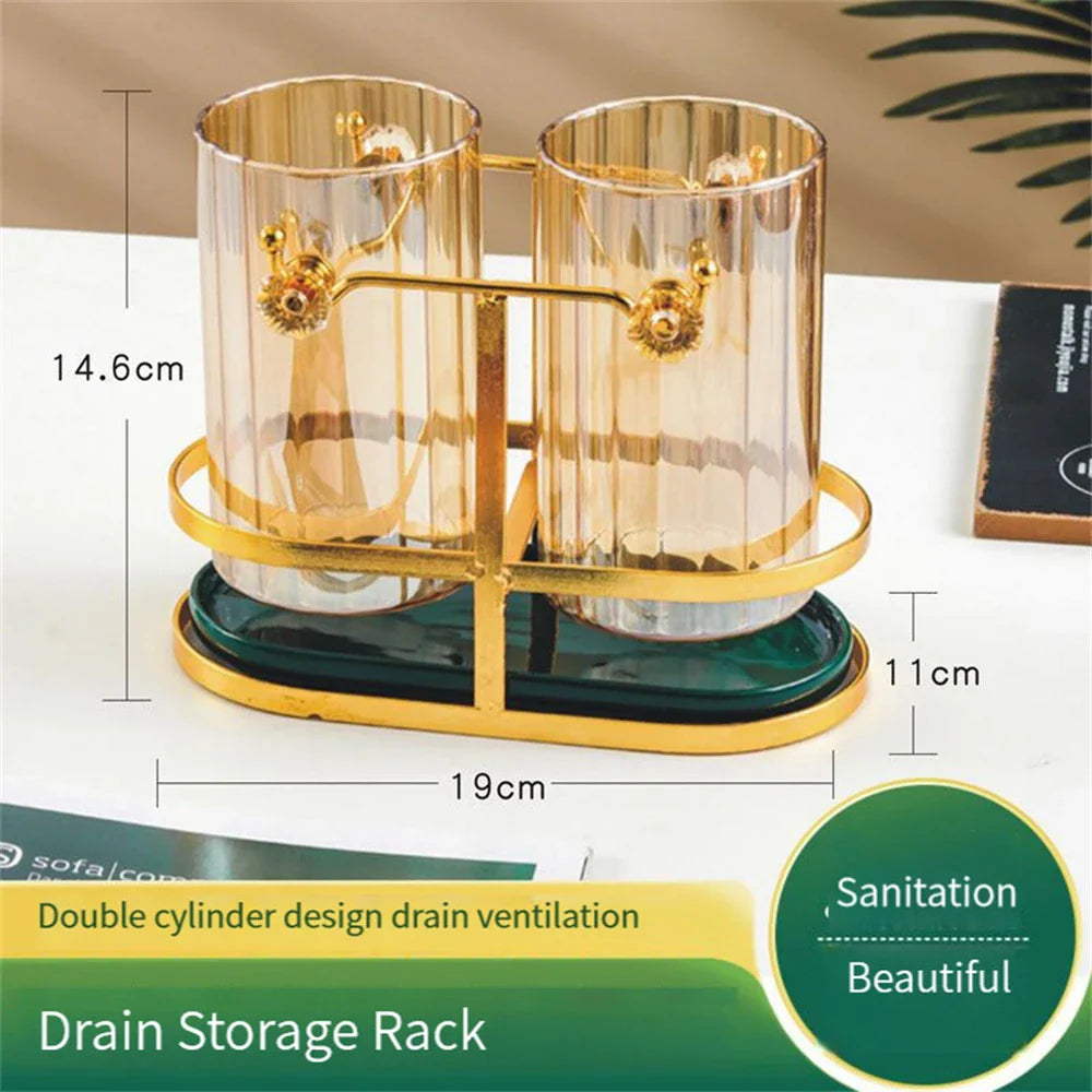 Stainless Steel Kitchen Utensil Holder Double Tube Storage Box - Afralia™