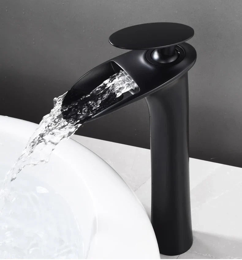 Afralia™ White Waterfall Basin Faucet Modern Single Hole Mixer Tap for Bathroom